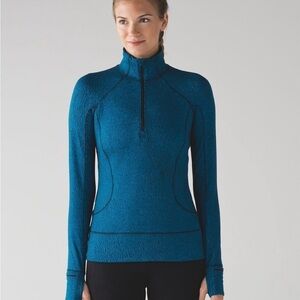 Lululemon Rush Hour 1/2 Zip in Spray Jacquard Shocking Blue Black Size 4